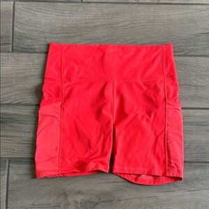 Fabletics Neon Red High-Rise Bike Shorts